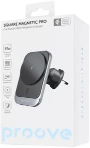 Фото: Кріплення для мобільного телефону Proove Square Magnetic PRO 15W Metal Gray (54692) № 2 | KTC