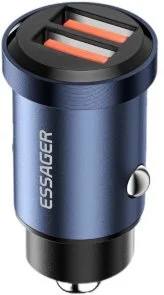 Фото: Автомобільний зарядний пристрій Essager Gyroscope Mini Charge 30W Blue (ECC2A-TL03) № 2 | KTC