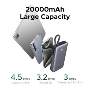 Фото: Батарея універсальна UGREEN PB536 20000mAh 45W Black (55988B) № 3 | KTC