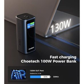 Батарея універсальна Choetech B815C 20000mAh 130W Black