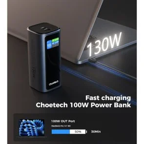 Фото: Батарея універсальна Choetech B815C 20000mAh 130W Black № 5 | KTC