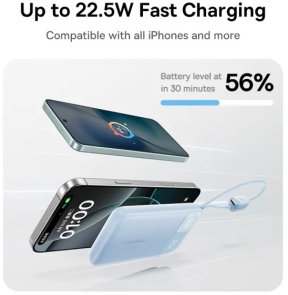 Батарея універсальна Baseus EnerFill FC11 10000mAh 22.5W Cosmic Black + Built-in Cables Lightning / Type-C (E0027R04)