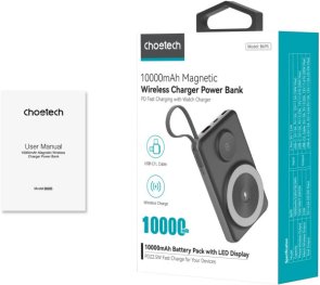 Батарея універсальна Choetech B695 Magnetic Wireless 10000mAh 22.5W Black (B695-BK)