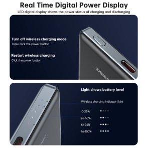 Батарея універсальна Choetech B738 Magnetic Wireless 5000mAh 20W Qi 15W Black (B738-CCBK)