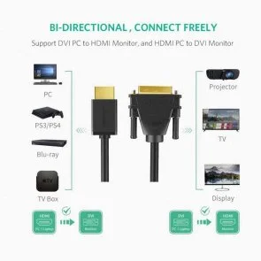 Фото: Кабель UGREEN HD106 v1.4 HDMI / DVI 3m Black (10136) № 3 | KTC