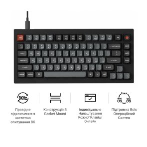 Клавіатура Keychron V1 8K Keychron Super Red Switch RGB Black (V1W-D1-UA)