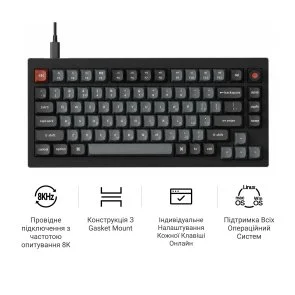 Фото: Клавіатура Keychron V1 8K Keychron Super Red Switch RGB Black (V1W-D1-UA) № 8 | KTC
