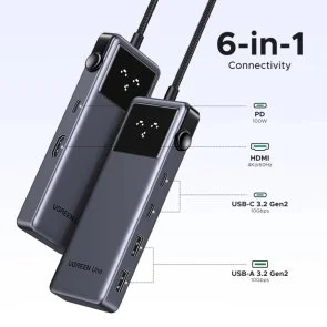 Фото: USB-хаб UGREEN CM888 Uno 6in1 Gray (35998) № 4 | KTC