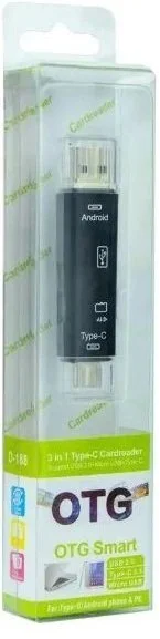 Фото: Кардрідер Dynamode 3-in-1 OTG Black (D-188) № 3 | KTC