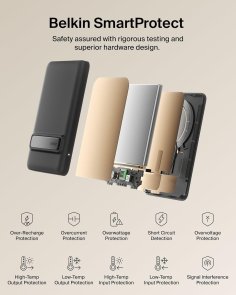 Батарея універсальна Belkin BoostCharge Slim 5000mAh 20W Qi2 15W with Kickstand Black (BPD011HQBK)