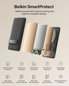Фото: Батарея універсальна Belkin BoostCharge Slim 5000mAh 20W Qi2 15W with Kickstand Black (BPD011HQBK) № 17 | KTC