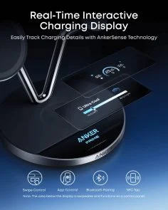 Фото: Бездротова зарядна станція Anker Prime Wireless Charging Station 25W 3in1 MagGo Black (B25X7G11) № 5 | KTC
