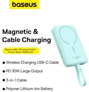 Фото: Батарея універсальна Baseus Magnetic Mini 30W 10000mAh Blue (P1002210B333-00) № 13 | KTC