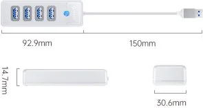 Фото: USB-хаб Orico PW4U-U3 White (PW4U-U3-015-WH-BP) № 3 | KTC