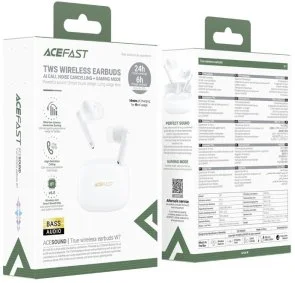 Фото: Навушники Acefast W7 TWS White (6974316285892) № 3 | KTC