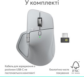 Миша Logitech MX Master 4 Performance Wireless/Bluetooth Pale Gray (910-007563)