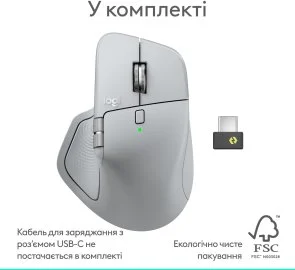 Фото: Миша Logitech MX Master 4 Performance Wireless/Bluetooth Pale Gray (910-007563) № 11 | KTC