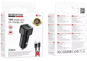 Автомобільний зарядний пристрій BOROFONE BZ34 Cloud 18W Black with AM/MicroB (6941991122279)