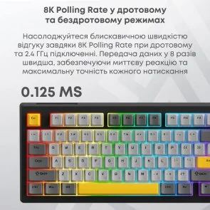 Фото: Клавіатура Ajazz AK820 V2 Coconut Flake Switch WL/BT/USB Black/Grey/Yellow (AK820-V2-CF-BGY) № 12 | KTC