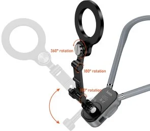 Фото: Універсальний тримач Hoco K31 Campo magnetic neck-hanging holder Black Gray (6942007664646) № 6 | KTC