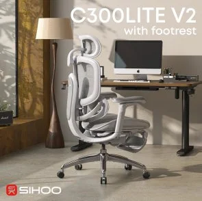 Фото: Крісло SIHOO C300 Lite V2 with footrest White (C300-LITE-V2-B102-JT) № 5 | KTC