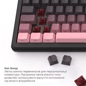 Фото: Клавіатура Ajazz MK87 Pitaya Switch WL/BT/USB Black/Pink (MK87-P-S-P) № 15 | KTC