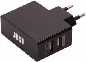 Мережевий зарядний пристрій Just Thunder Dual 2xUSB 2.1A чорний