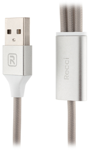 Кабель USB Recci RCS-H120 Delicate AM / microUSB+2xLightning 1.2м сірий