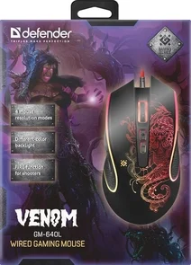 Фото: Миша Defender Venom GM-640L Black (52640) № 3 | KTC