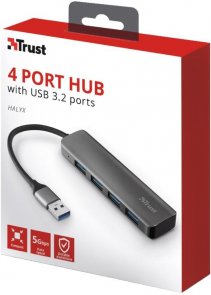 Кабель Trust Halyx Aluminium 4-Port USB 3.2 Hub (23327)