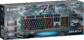 Клавіатура, Defender Assault GK-350L USB, Silver ( Gaming )