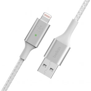 Кабель Belkin Braided Smart LED AM / Lightning 1.2m White (CAA007BT04WH)