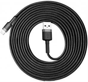 Фото: Кабель Baseus Cafule 2A AM / Lightning 3m Black/Grey (CALKLF-RG1) № 4 | KTC