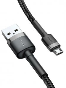 Кабель Baseus Cafule 1.5A AM / Micro USB 2m Grey/Black (CAMKLF-CG1)