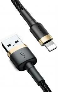 Фото: Кабель Baseus Cafule 2.4A AM / Lightning 1m Gold/Black (CALKLF-BV1) № 4 | KTC
