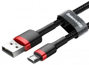Фото: Кабель Baseus Cafule 2.4A AM / Micro USB 1m Black/Red (CAMKLF-B91) № 2 | KTC