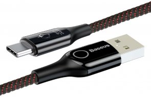 Кабель Baseus C-shaped Light Intelligent Power-off AM / Type-C 1m Black (CATCD-01)