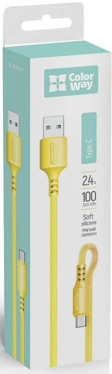 Фото: Кабель ColorWay Soft Silicone 2.4A AM / Type-C 1m Yellow (CW-CBUC043-Y) № 3 | KTC