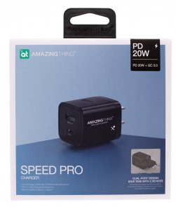 Зарядний пристрій AMAZINGthing EU PD 20W QC3.0 Speed Pro Black (EUPD20WB)