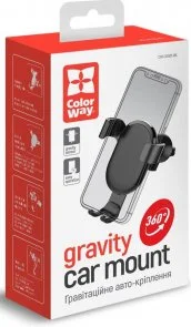 Фото: Кріплення для мобільного телефону ColorWay Metallic Gravity Holder Black (CW-CHG01-BK) № 6 | KTC