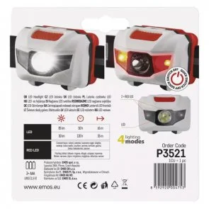 Фото: Ліхтар налобний Emos P3521 LED + 2xRed LED, 85 lm, 3xAAA № 4 | KTC