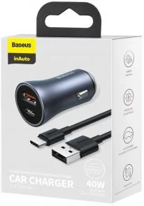 Фото: Автомобільний зарядний пристрій Baseus Golden Contactor Pro Dual U/C 40W Dark Gray (TZCCJD-0G) № 3 | KTC