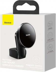 Кріплення для мобільного телефону Baseus Big Energy Car Mount Wireless Charger Black (WXJN-01)