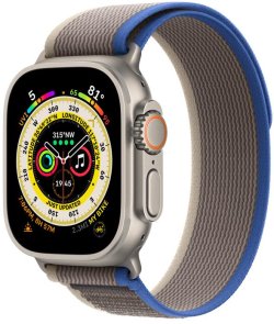 Apple Watch Series Ultra 49mm Titanium Case with Blue/Gray Trail Loop M/L