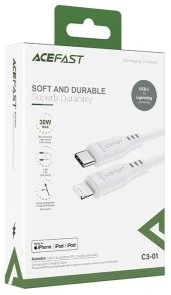 Фото: Кабель Acefast C3-01 30W Type-C / Lightning MFI 1.2m White (AFC3-01W) № 4 | KTC