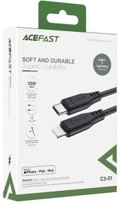 Кабель Acefast Acefast C3-01 30W Type-C / Lightning MFI 1.2m Black (AFC3-01B)