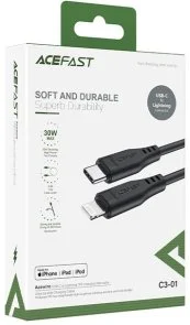 Фото: Кабель Acefast C3-01 30W Type-C / Lightning MFI 1.2m Black (AFC3-01B) № 5 | KTC