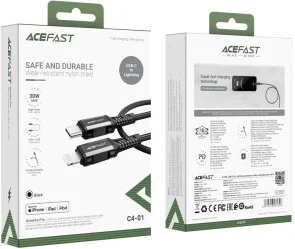 Фото: Кабель Acefast C4-01 30W Type-C / Lightning 1.8m Black (AFC4-01B) № 4 | KTC