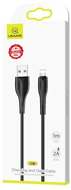 Кабель Usams US-SJ371 U38 2A AM / Lightning 1m Black (SJ371USB01)