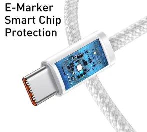 Фото: Кабель Baseus Dynamic Series Fast Charging Data Cable 100W Type-C / Type-C 1m White (CALD000202) № 5 | KTC